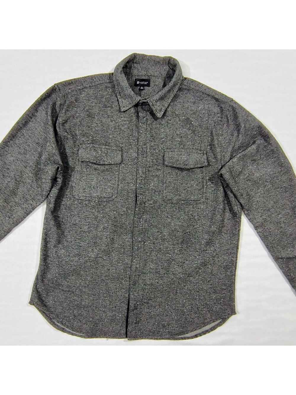 Matix Long Sleeve Snap-Up Shirt Mens XL Gray Polyester-Wool Blend Chest Pockets